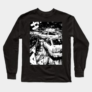 JDM Japanese Drift Racer Drifting Car Anime Manga Eurobeat Intensifies Racing Aesthetic #14 Long Sleeve T-Shirt